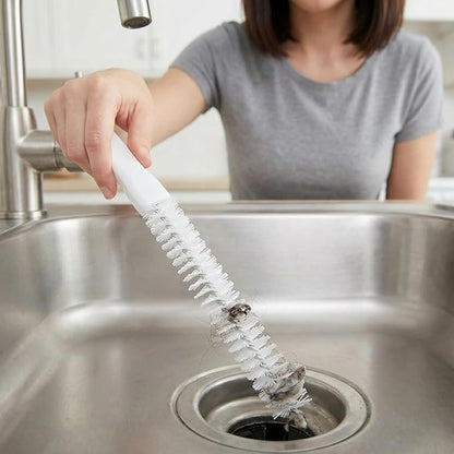 4 Pcs Drain Cleaner Brush,17.71 Inch Flexible Bendable Spiral Hair Cleaning Sink Tool Clog Remover with Nylon Bristles for Sink Overflow Tube, Kitchen, Pipes, Dishwasher, Drains (White)