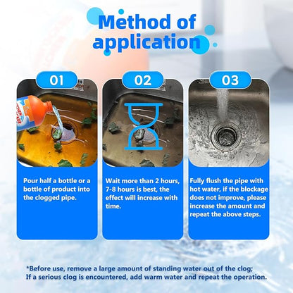 Liapu 2pcs Liquid Plumber Drain Cleaner, Drain Clog Remover, Kitchen Strength Hair Eliminator Gel Clog Remover Bathroom Cleaning Supplies for All Septic Systems And Pipes