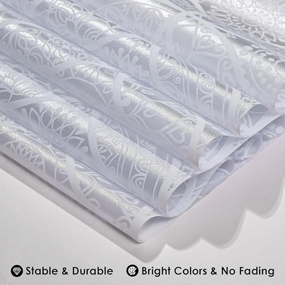 DKTIE Bohemian Decor Stained Glass Window Film with Installation Tools, Two-Way Window Privacy Film, Reduce Glare, Pure White, 35.4 x 78.7 Inch