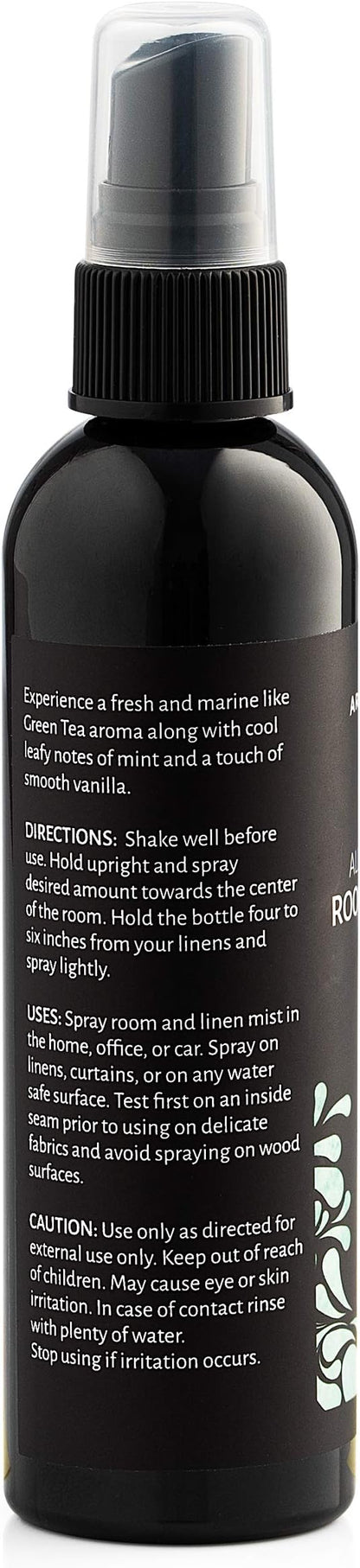 Aromasong All Natural Room & Linen Spray, Green Tea Scent, for Bedding, Sheets, Couches, Pillow, Fabric Freshener Spray for Bed Sheet, Odor Eliminator Air Freshener All Natural Fragrance Oil Spray.