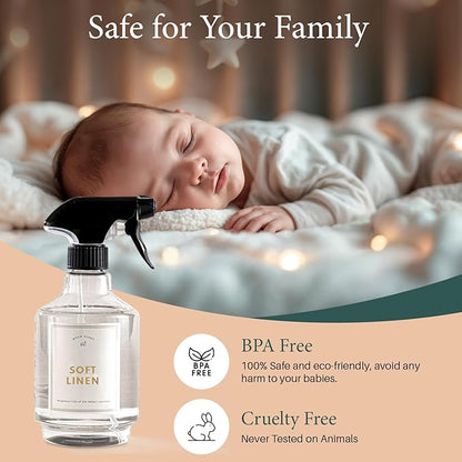 Chakra Freshener Fabric Spray - Long-Lasting Multi-Purpose Laundry Scent for Bedding, Clothes & Home Fabric Deodorizer, Luxury Room Deodorizer, Linen Spray w/Trigger, 16.9 fl oz, Soft Linen