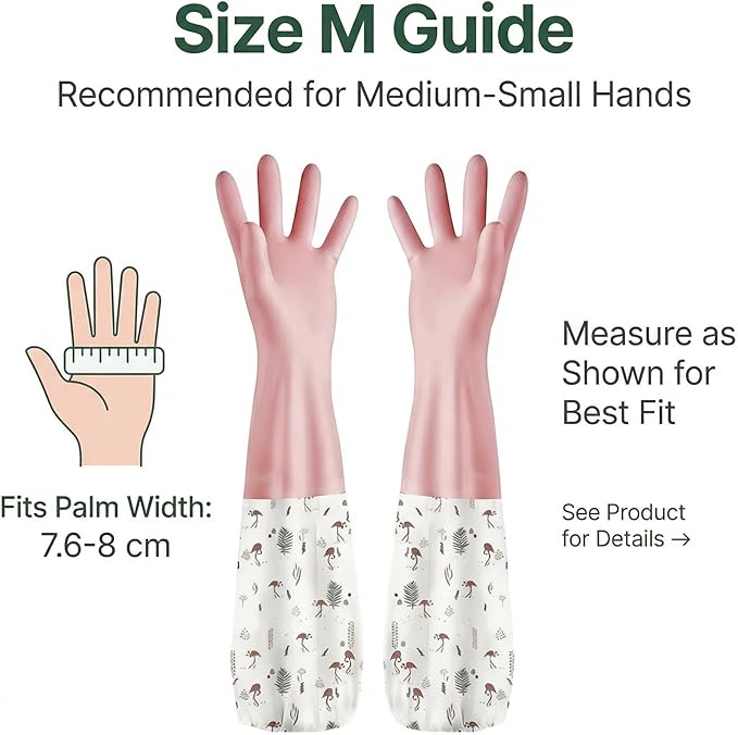 M Size Fleece Lined Cleaning Gloves, Waterproof PVC Household Gloves for Kitchen Dishwashing