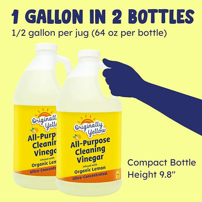 Originally Yellow Lemon White Vinegar For Cleaning Purpose | USA Made All Purpose Cleaner | Use as Glass, Kitchen & Floor Cleaner | Plant Derived Cleaning Vinegar 1 Gallon in 2 pack | 128 Oz