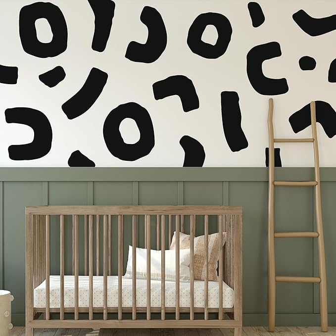 Large Boho Geometric Wall Decal Abstract Art Sticker, Modern Irregular Shapes Decals, Self-Adhesive Peel and Stick Black Vinyl Wall Stickers for Home Bedroom, Living Room Office, Bathroom Decor