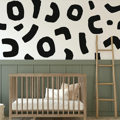 Large Boho Geometric Wall Decal Abstract Art Sticker, Modern Irregular Shapes Decals, Self-Adhesive Peel and Stick Black Vinyl Wall Stickers for Home Bedroom, Living Room Office, Bathroom Decor