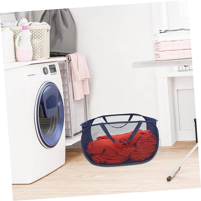 UKCOCO Large Foldable Mesh Laundry Basket with Handles Spacious Wire Hamper for Bedroom Storage Collapsible Clothes Organizer for Home