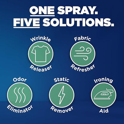 Downy Wrinkle Releaser Spray, All In One Formula, Removes Wrinkles, Static and Odor Eliminator, Crisp Linen Scent, 33.8 Fl Oz, Pack of 2 (Packaging May Vary)