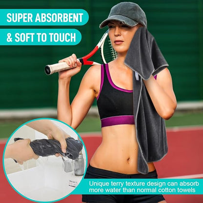 SINLAND Microfiber Gym Towels Super Absorbent Compact Travel Workout Towel Quick Dry Camping Sweat Towel for Sports Beach Swimming Backpacking Hiking and Yoga Men Women 16 Inch X 32 Inch