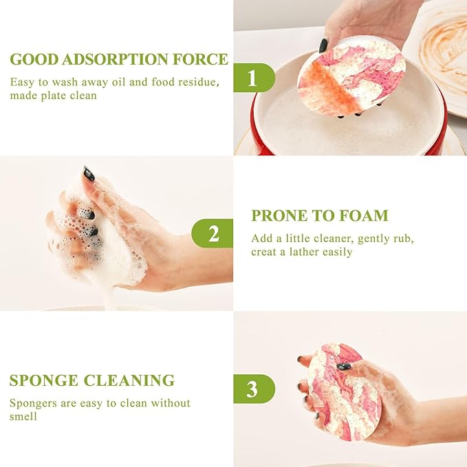 Dragon Kitchen Scrub Sponges, Pop-up Kitchen Cleaning Sponges Reusable Dish Washing Sponges for Bathroom Household Cleaning 3 Pack - Non Scratch Scrubber