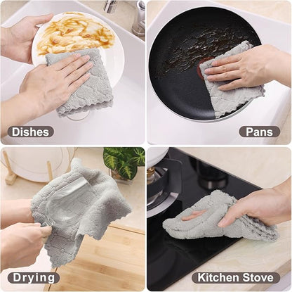 Homaxy 12 Pack Kitchen Dish Cloths (10 x 10 Inches, Multi Color), Super Soft and Absorbent Coral Velvet Dish Towels, Nonstick Oil Fast Drying Microfiber Cleaning Cloth, No Lint Household Dishcloths