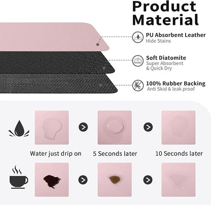 HotLive Coffee Mat - Absorbent Hide Stain Rubber Backed Dish Drying Mat for Kitchen Counter - Bar Mats for Countertops Accessories Fit Under Coffee Maker Espresso Machine