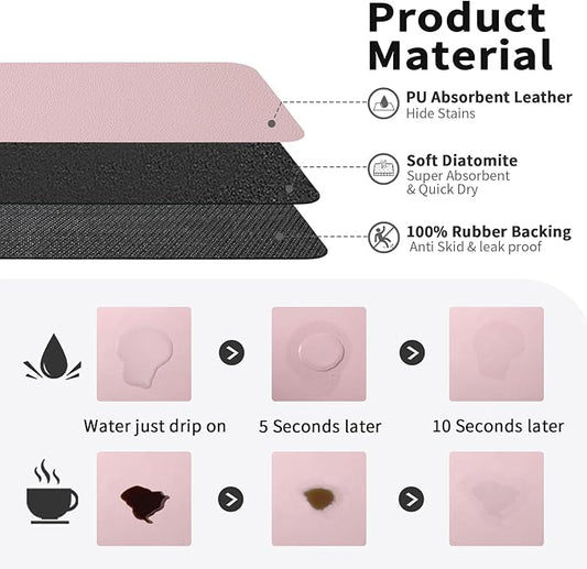 HotLive Coffee Mat - Absorbent Hide Stain Rubber Backed Dish Drying Mat for Kitchen Counter - Bar Mats for Countertops Accessories Fit Under Coffee Maker Espresso Machine