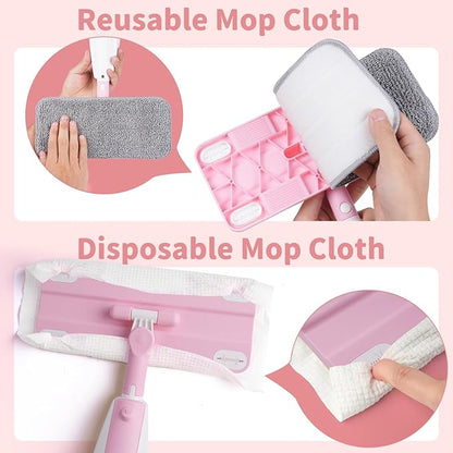 Kids Spray Mop,Fun & Functional Toddler Cleaning Set,Real Working Mop for Floors,Pretend Play – Includes Spray Bottle, 2 Washable Microfiber Pads, Montessori Kids Cleaning Toy Set -Pink