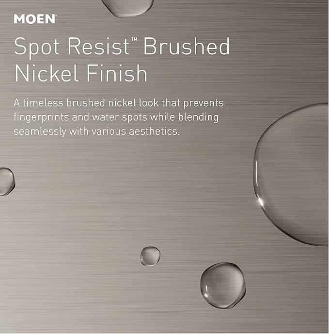 Moen Attune 8-Function Wall Mount Fixed Showerhead, Spot Resist Brushed Nickel, 218W0SRN