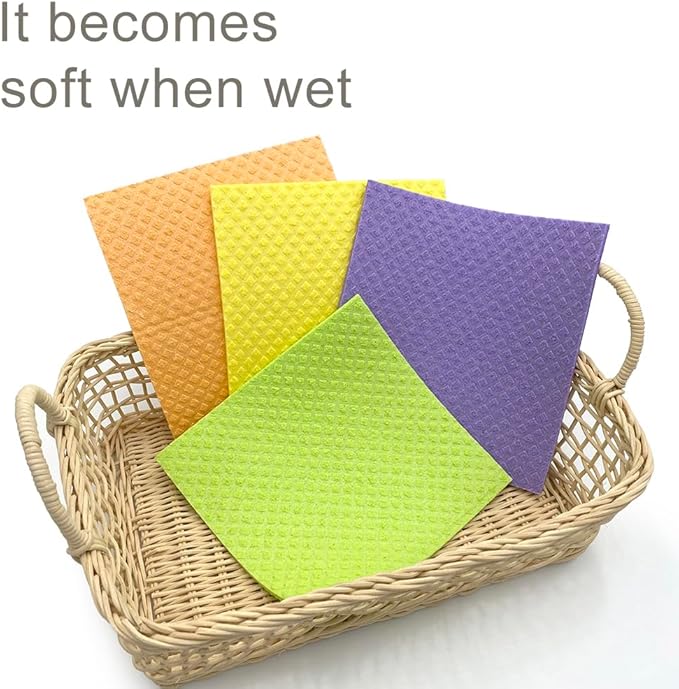 Swedish Dishcloth Cellulose Sponge Cloths – Bulk 10 Pack of Eco-Friendly No Odor Reusable Cleaning Cloths for Kitchen – Absorbent Dish Cloth Hand Towel (10 Dishcloths – Assorted)