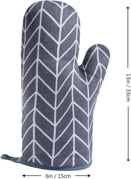 Oven Mitts and Potholders BBQ Gloves-Oven Mitts and Pot Holders with Recycled Infill Silicone Non-Slip Cooking Gloves for Cooking Baking Grilling (4-Piece Set) (Grey-02)