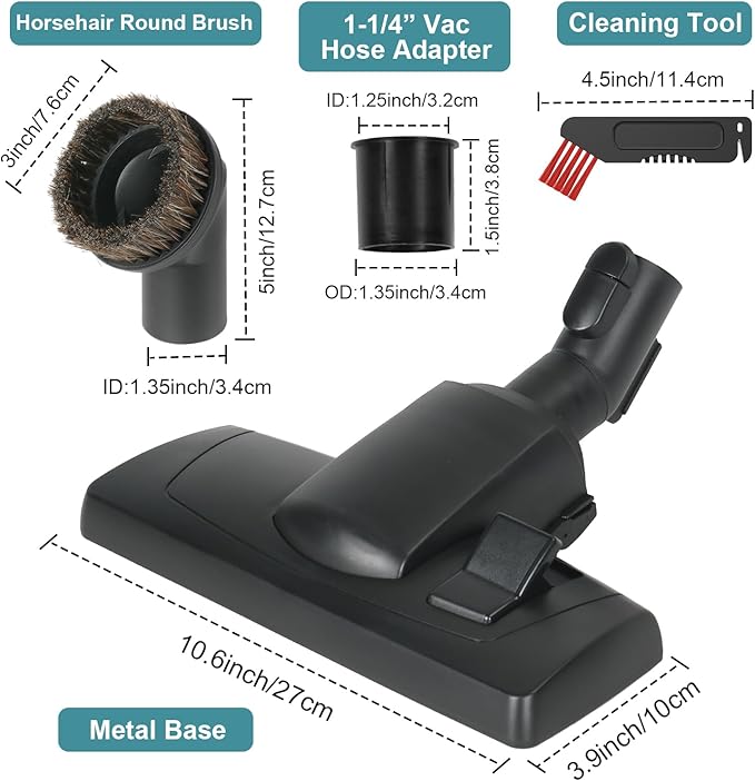 Combination Floor Brush Set, Compatible With Miele C1 C2 C3 CX1 Vacuum Cleaners, Floorhead Dusting Brush Vacuum Attachments for Carpets Area Rugs Hard Floors Cleaning