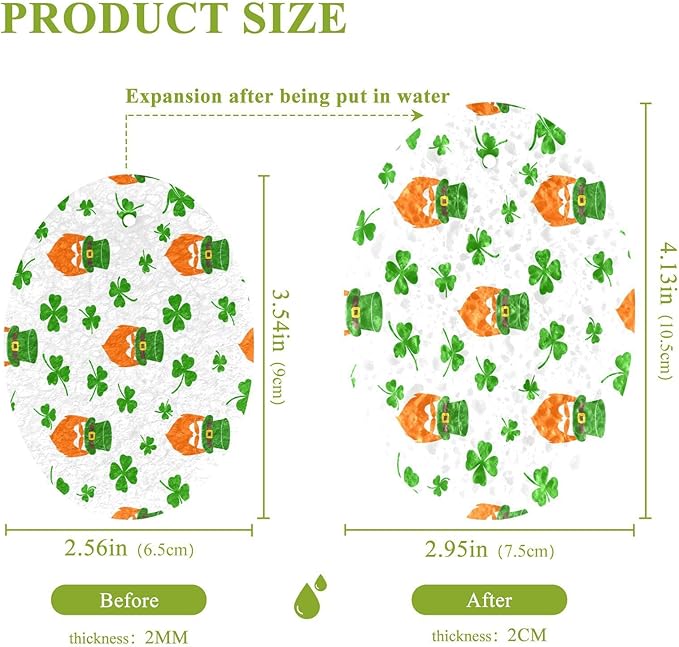 St. Patrick's Day Clover Kitchen Scrub Sponges, Pop-up Kitchen Cleaning Sponges Reusable Dish Washing Sponges for Bathroom Household Cleaning 3 Pack - Non Scratch Scrubber