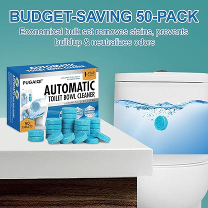 Automatic Toilet Bowl Cleaner Tablets,Blue toilet seat, Descale & Deodorize, Septic-Safe, Continuous Cleaning, Fresh Scent, Drop-In Tank Cleaner effective to use Works with Toilets 50 Pack-Fresh Scent