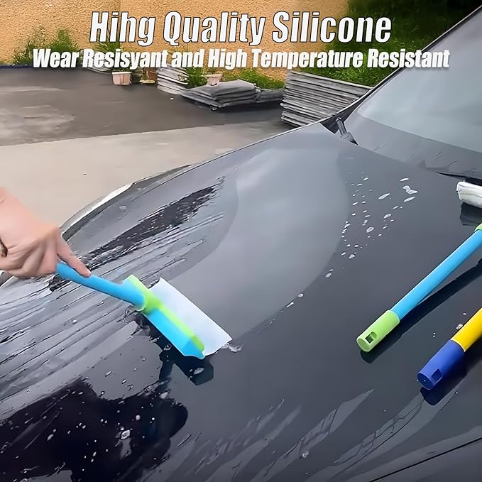 AquaSwipe Window Squeegee, Aqua Swipe Window Cleaner, Recyclable Silicone Window Squeegee Kit with Microfiber Scrubber, Glass Cleaning Tools for Shower Glass Mirror, Car(Blue+Green)