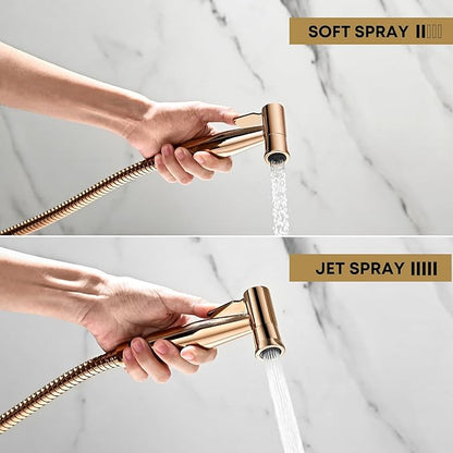 Purrfectzone Bidet Sprayer for Toilet, Bidet Sprayer for Feminine Wash, Premium Stainless Steel Jet Spray for Toilet, Wall-Mounted or Toilet Tank Mounted - Rose Gold