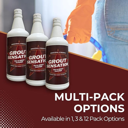 Heavy Duty Grout Cleaner - (Pack of 3) - For Tile Floors & Shower Tiles - Industrial Strength Grout Cleaning Solution Restores Original Color - No Residue, No Odor, USA Made - 32 oz
