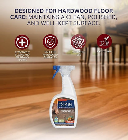 Bona Cedarwood Scent Hardwood Floor Cleaner Spray 32 oz Bundle with Microfiber Cloth - Floor Cleaner for Wood, Laminate, and Tile - Residue-Free - Plant-Derived Cleaner for Hardwood Floors - (3 Items)