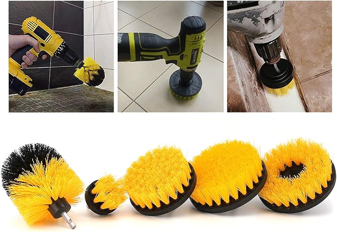 5 Pieces Drill Brush Attachments, Scrubber Brush for Drill, Power Cleaning Kit for Carpet, Car Detailing, Bathroom Surface, Upholstery, Grout, Tiles, Sinks, Shower, Boat, Corner