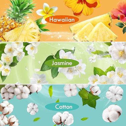 Plug In Air Freshener Refills for Home, Hawaiian, Jasmine & Cotton Scents for Bathrooms & Kitchen, 6 Count Plug Refill for Bedrooms, Office, Compatible with Air Wick & Glade, Not Include Glade Plus