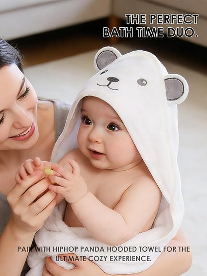 HIPHOP PANDA Baby Washcloths, Rayon Made from Bamboo - 2 Layer Ultra Soft Absorbent Newborn Bath Face Towel - Reusable Baby Wipes for Delicate Skin - Gray Stripe, 6 Pack
