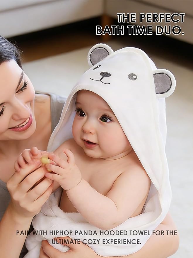 HIPHOP PANDA Baby Washcloths, Rayon Made from Bamboo - 2 Layer Ultra Soft Absorbent Newborn Bath Face Towel - Reusable Baby Wipes for Delicate Skin - Brown, 6 Pack