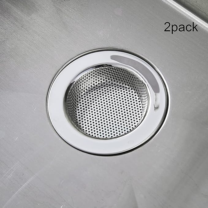LASSHSWA Kitchen Sink Strainer Stainless Steel, Kitchen Sink Drain Strainer，Sink Strainers for Kitchen Sinks with Large Wide Rim 4.5" Diameter (4 Pack)