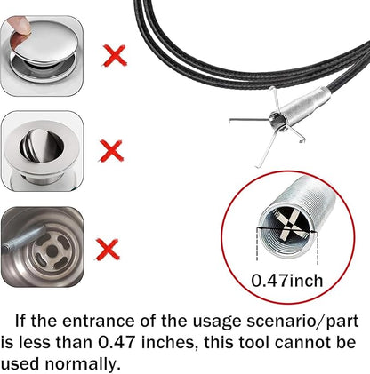 Drain Snake 116Inch, Unclog Drain Tool for Bathroom Sink, Shower, Bathtub, Car & Tight Spaces,Flexible Sink Snake Drain Cleaner Tool Set, Sink Declogger, Hair Puller from Drain