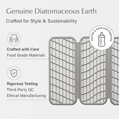 Dorai Home Dish Pad - Collapsable Stone Dish Drying Mat with Diatomaceous Earth for Quick Drying - Ultra Absorbent - Encased in Woven Silicone - Eco-Friendly, Foldable - Original 19.9"x15.2" Sandstone