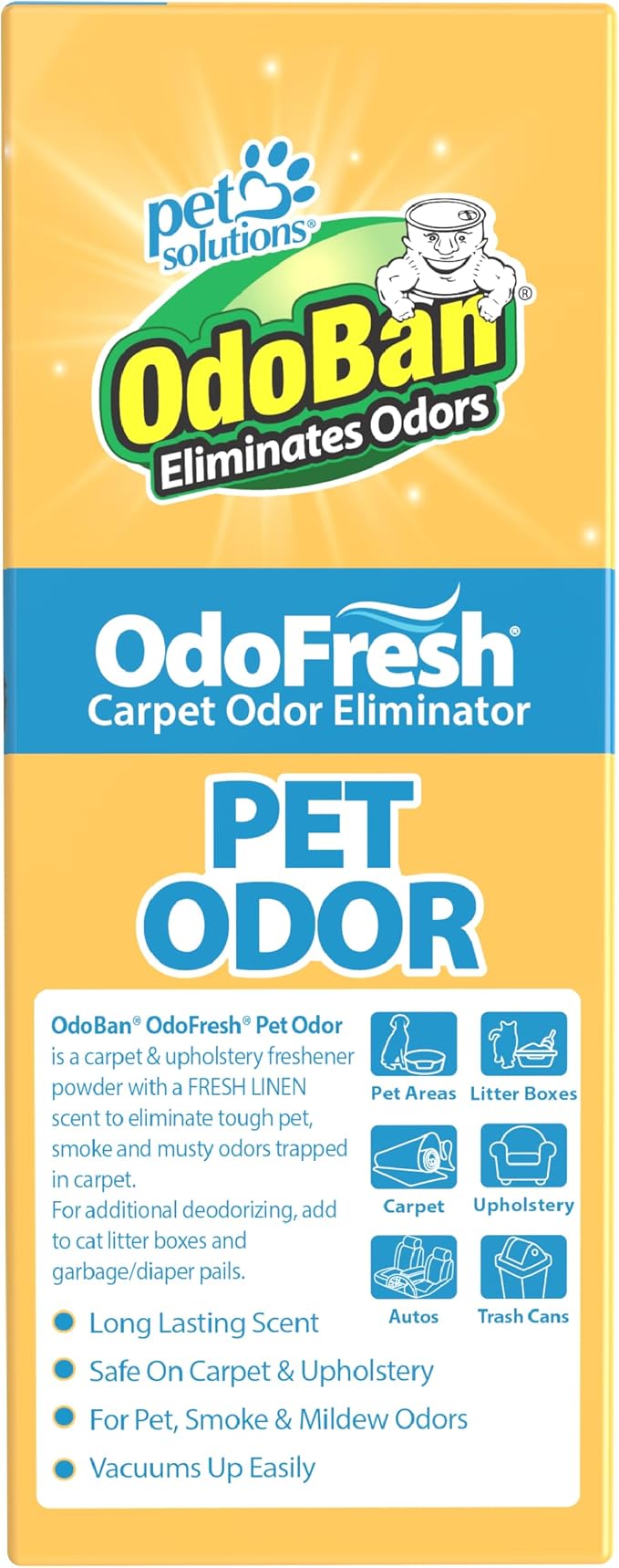 OdoBan OdoFresh Carpet and Room Deodorizer Powder for Home Smells and Odors Including Smoke, Pet Urine, Dogs, and Cat Litter, Made in the USA, Fresh Linen Scent, 36 Ounces, Pack of 6