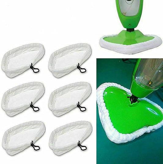 6 Pack Reusable Mop Pads Compatible with H2O Mop X5, Microfiber Steam Mop Replacement Pads, Washable Cleaning Pads for Hardwood, Tile, and Laminate Floors