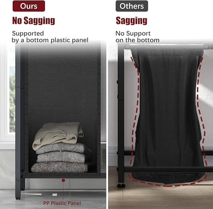 Laundry Hamper, double Laundry Basket, Laundry Sorter with Top Shelf & 2 Removable Washable Bags & Side Pockets for Laundry Room organization, Bathroom and Dorm, Rustic Brown and Black