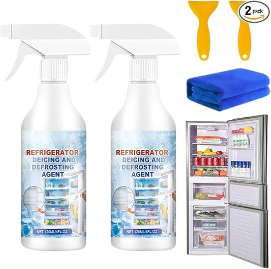 2PCS Freezer Defroster Spray,Defrosting Spray For Fridge Freezer,High Effective Refrigerator Defrosting Agent, Easy To Use, Fast Removal Of Ice, Can Be Used For Freezers, Refrigerators,Glass.