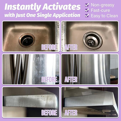 Ceramic Coating for Stainless Steel Appliances, Gloss & Shine Ceramic Coating Spray for Repelling Fingerprints, Grime & Stains on Stainless Steel, Sinks, Countertops, Glass in Home Kitchen & Bath