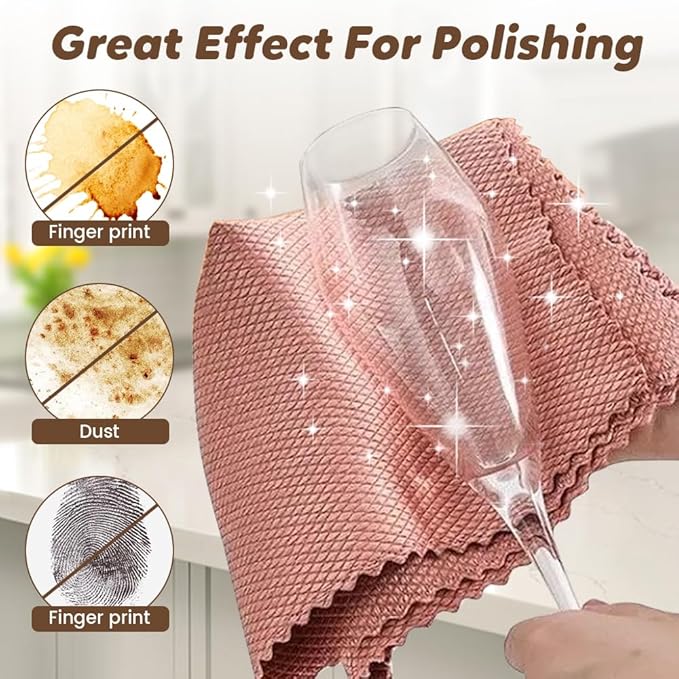 Fish Scale Streak Free Miracle Cleaning Cloth, 2025 New Reusable Microfiber Glass Cleaning Cloth for Kitchen and Auto, Lint Free Cloth Quickly Clean for Windows Glasses Windshields Mirrors (20)