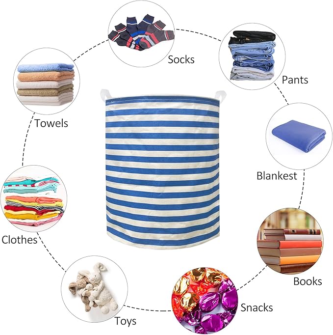Collapsible Laundry Basket in Bedroom Waterproof Laundry Hamper in Bathroom Large Laundry Bag in College Dormitory Cloakroom Livingroom Nursery Organizer Toy Bin(Deep Sky Blue)