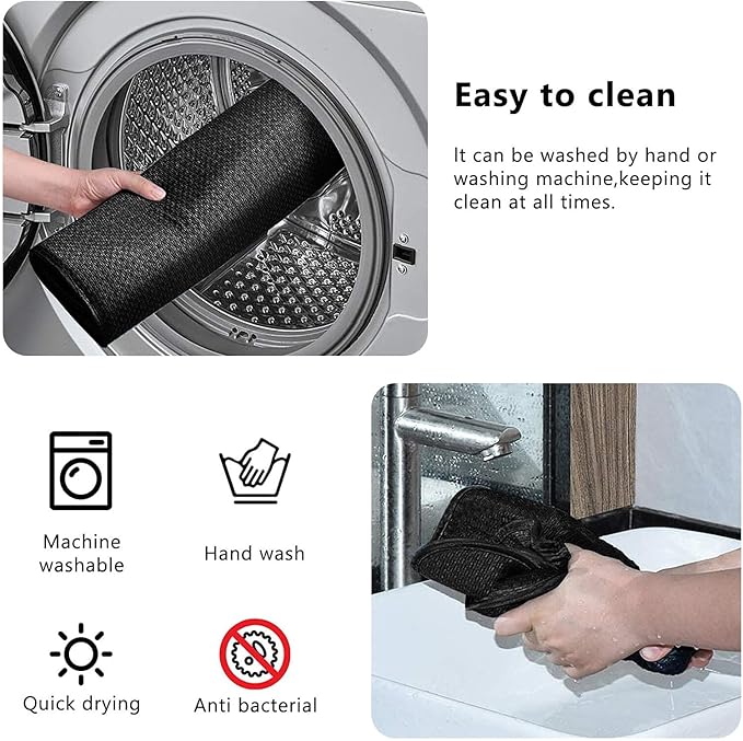 Topsky Microfiber Dish Drying Mat 2 Pack, 20 X 15 Inch Kitchen Counter Mats Reversible Baby Bottles Dish Dry Pad,Super Absorbent (Black)