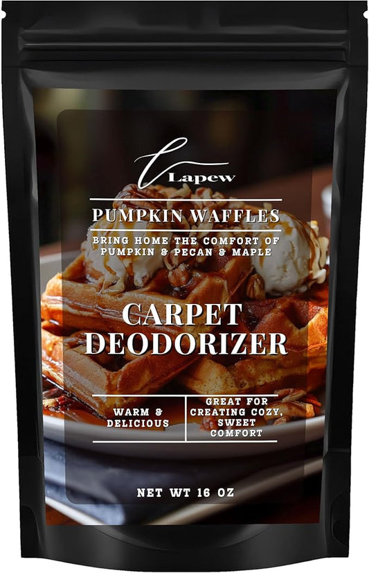 Lapew Pumpkin Waffles Carpet Deodorizer Powder - Pet Safe Freshener for Vacuuming | Scented Odor Eliminator for Home | 16 oz