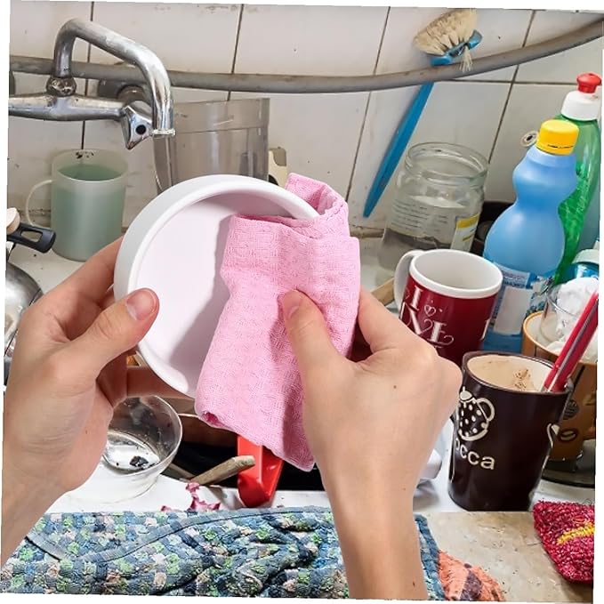 GALPADA 4pcs 100% Cotton Dish Towels Set Absorbent Kitchen Cleaning Cloths Lint-Free Sturdy Dish Wipe Cloths for Washing and Household Cleaning