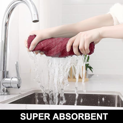 Homaxy Premium Cotton Kitchen Towels 16"x 28", Large Natural Ring Spun 390 GSM Dish Towels, Super Absorbent Terry Kitchen Hand Towels, Soft Tea Towels with Hanging Loop, Red Check Design, 8 Pack