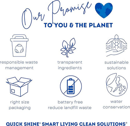 Quick Shine Sustainable Hard Surface Floor Clean + Polish Mop Kit w/ 1 Reusable Pad | Hardwood, Luxury Vinyl Plank, Tile & Laminate | Use Wet + Dry | Perfect to Apply Finish | Squirt, Spread, Done