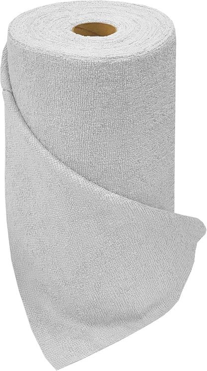 Eurow Microfiber Tear-A-Towel Cloth Roll, Reusable Paper Towel Alternative, Washable Up to 50 Times, Lint-Free, Streak-Free, for Kitchen, Auto, Home, Garage, Cleaning & Drying, 11"x12", 50-Pack, White