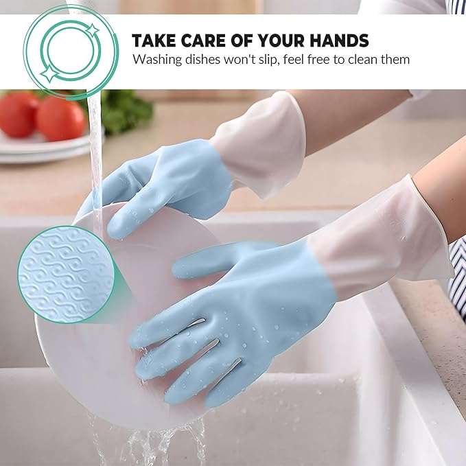 1 pair Reusable Household Gloves, Rubber Dishwashing gloves,Kitchen Cleaning, Working, Painting, Gardening, Pet Care