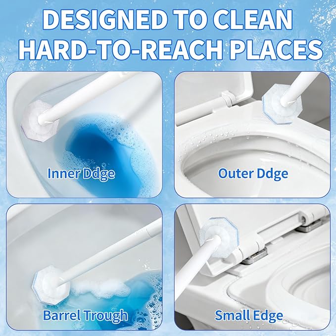 100 Count Toilet Wand Refills for Clorox, 4X Cleaning Power Toilet Bowl Cleaner Refill Pads for Clorox Wand System, Disposable Toilet Brush for Bathroom Cleaning，Light Scent