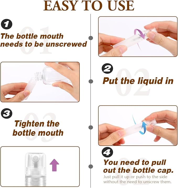 Mozeat Lens 6 PCS 5ml Mini Spray Bottle Plastic Portable Travel Bottle Fine Mist Refillable Mini Perfume Sample Bottles Clear Plastic Spray Bottle Empty for Cleaning Travel Essential Oils